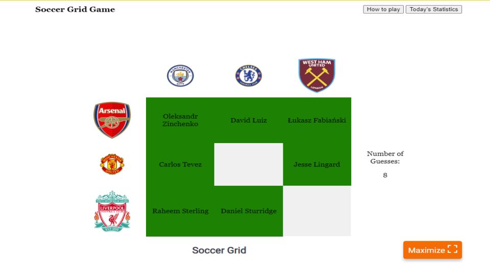 Soccer Grid - Play Soccer Grid On Wordle Unlimited